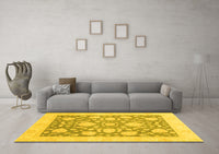 Machine Washable Oriental Yellow Traditional Rug, wshabs3830yw