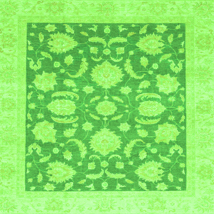 Square Machine Washable Oriental Green Traditional Area Rugs, wshabs3830grn