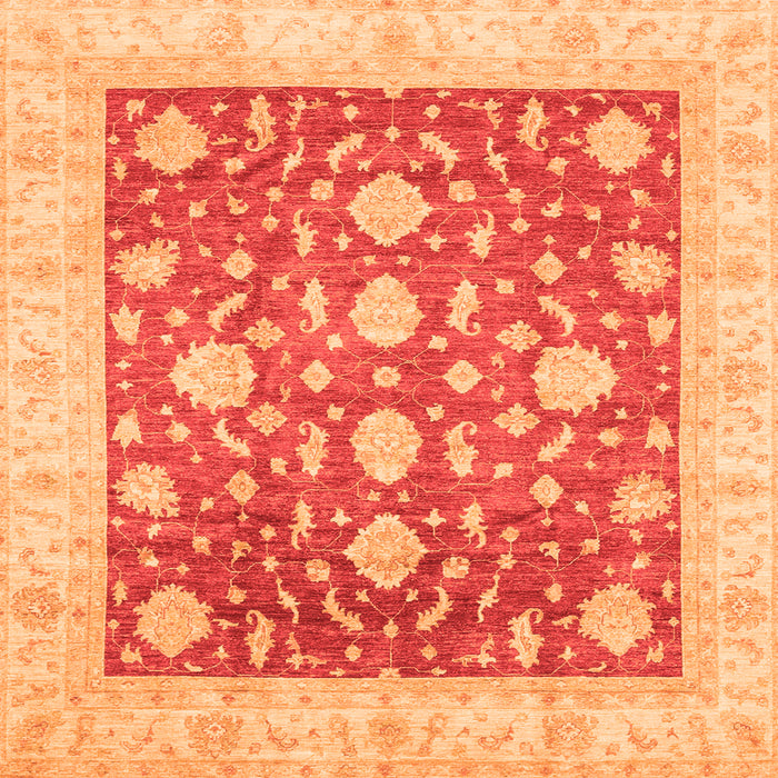 Square Machine Washable Oriental Orange Traditional Area Rugs, wshabs3831org