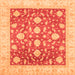 Square Machine Washable Oriental Orange Traditional Area Rugs, wshabs3831org