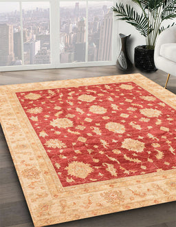 Abstract Red Oriental Rug in Family Room, abs3831