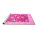 Sideview of Machine Washable Oriental Pink Traditional Rug, wshabs3831pnk