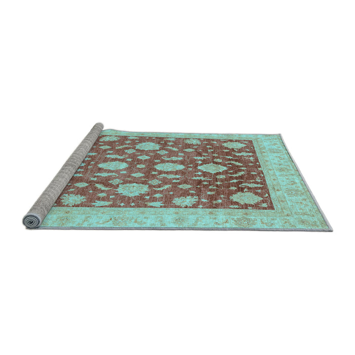 Sideview of Machine Washable Oriental Light Blue Traditional Rug, wshabs3831lblu