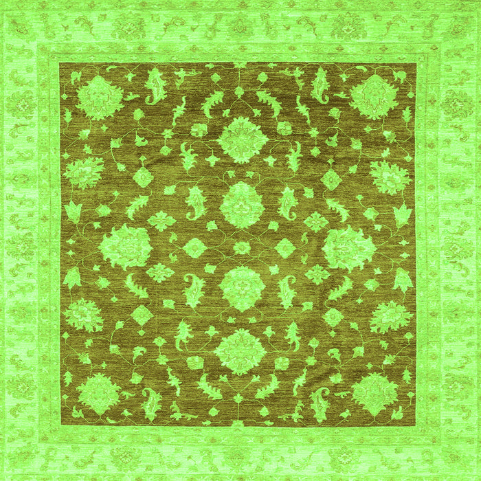 Square Machine Washable Oriental Green Traditional Area Rugs, wshabs3831grn
