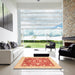 Square Abstract Red Oriental Rug in a Living Room, abs3831