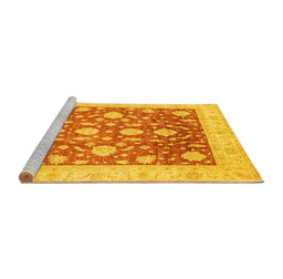 Sideview of Machine Washable Oriental Yellow Traditional Rug, wshabs3831yw