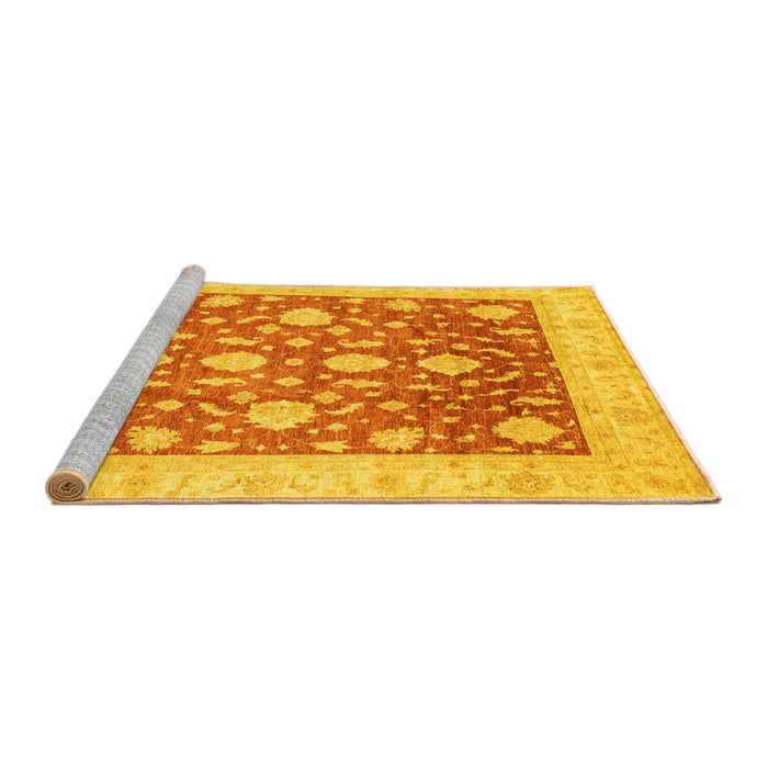 Sideview of Machine Washable Oriental Yellow Traditional Rug, wshabs3831yw