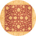 Round Oriental Brown Traditional Rug, abs3831brn