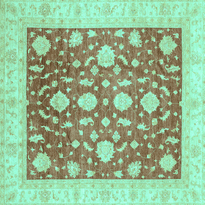 Square Machine Washable Oriental Turquoise Traditional Area Rugs, wshabs3831turq