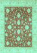 Machine Washable Oriental Turquoise Traditional Area Rugs, wshabs3831turq