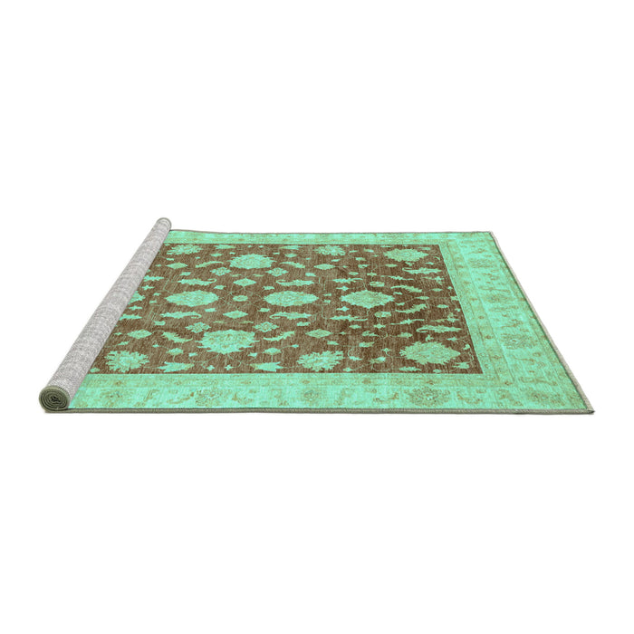 Sideview of Machine Washable Oriental Turquoise Traditional Area Rugs, wshabs3831turq