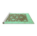 Sideview of Machine Washable Oriental Turquoise Traditional Area Rugs, wshabs3831turq