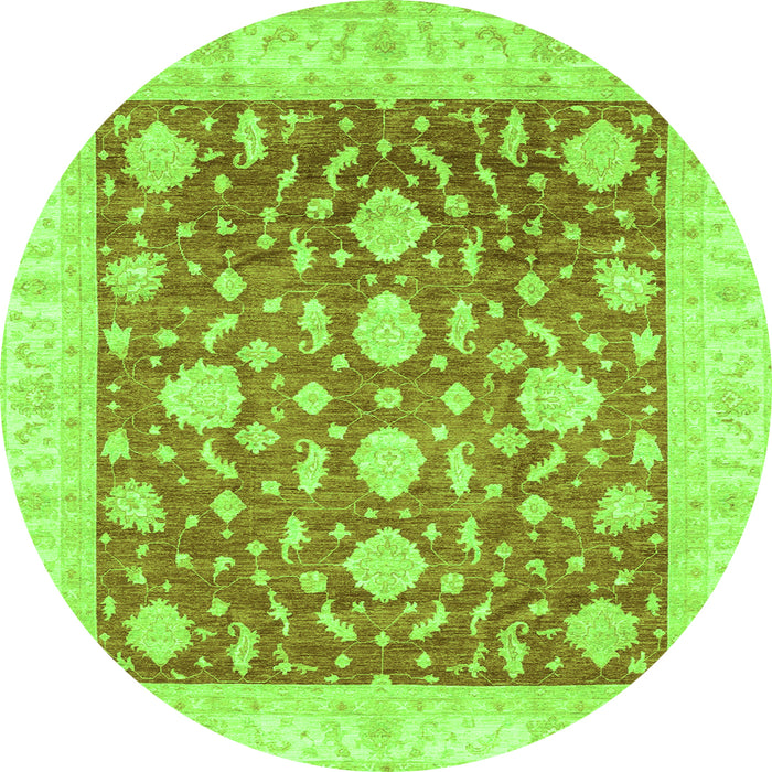 Round Oriental Green Traditional Rug, abs3831grn