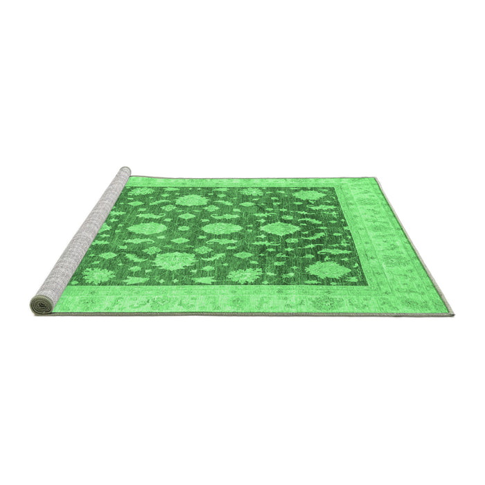 Sideview of Machine Washable Oriental Emerald Green Traditional Area Rugs, wshabs3831emgrn