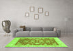 Machine Washable Oriental Green Traditional Area Rugs in a Living Room,, wshabs3831grn