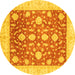 Round Oriental Yellow Traditional Rug, abs3831yw