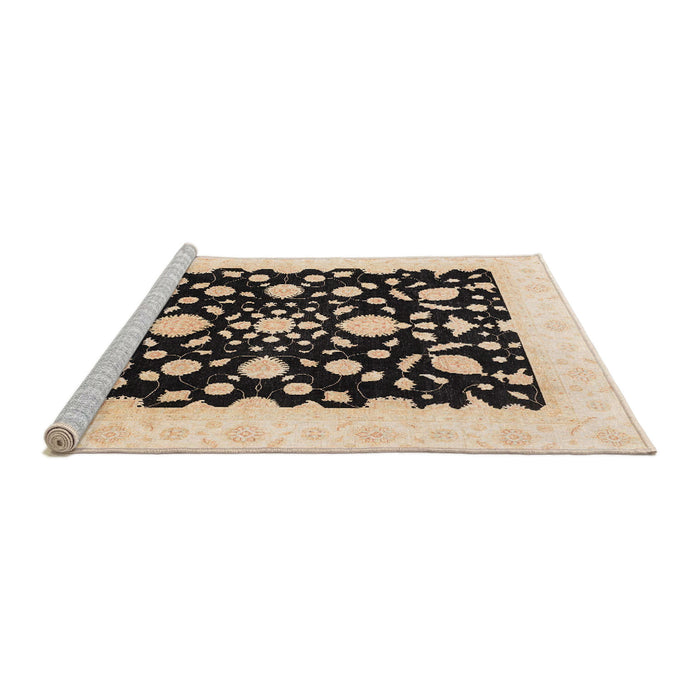 Sideview of Machine Washable Abstract Dark Brown Rug, wshabs3832