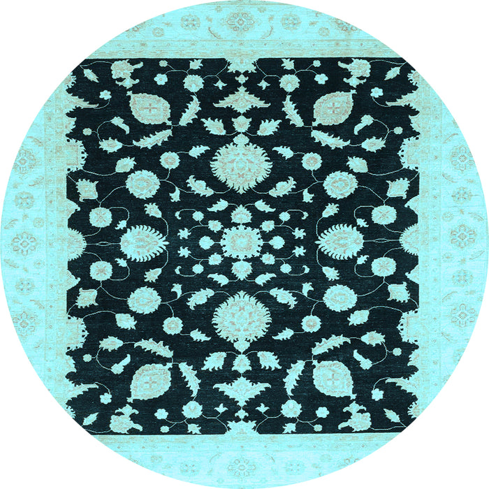 Round Oriental Light Blue Traditional Rug, abs3832lblu