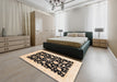 Abstract Dark Brown Oriental Rug in a Bedroom, abs3832