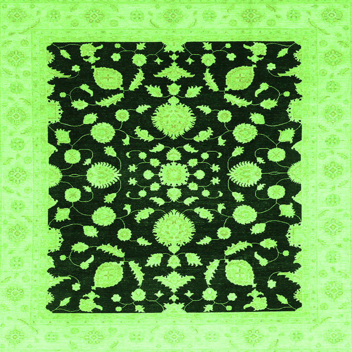 Square Machine Washable Oriental Green Traditional Area Rugs, wshabs3832grn