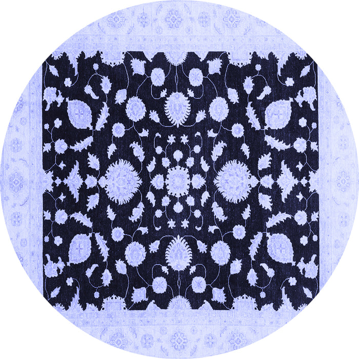 Round Machine Washable Oriental Blue Traditional Rug, wshabs3832blu