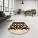 Round Abstract Dark Brown Oriental Rug in a Office, abs3832