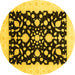 Round Oriental Yellow Traditional Rug, abs3832yw