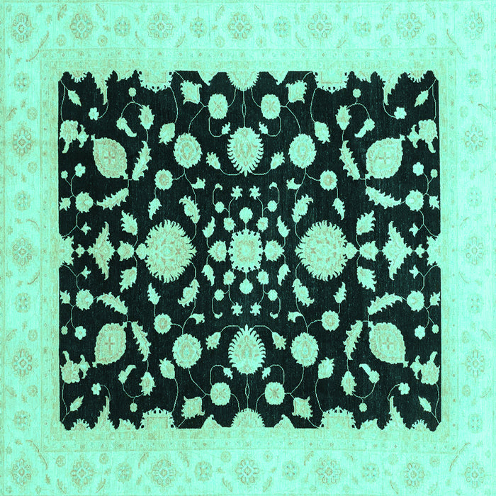 Square Oriental Turquoise Traditional Rug, abs3832turq