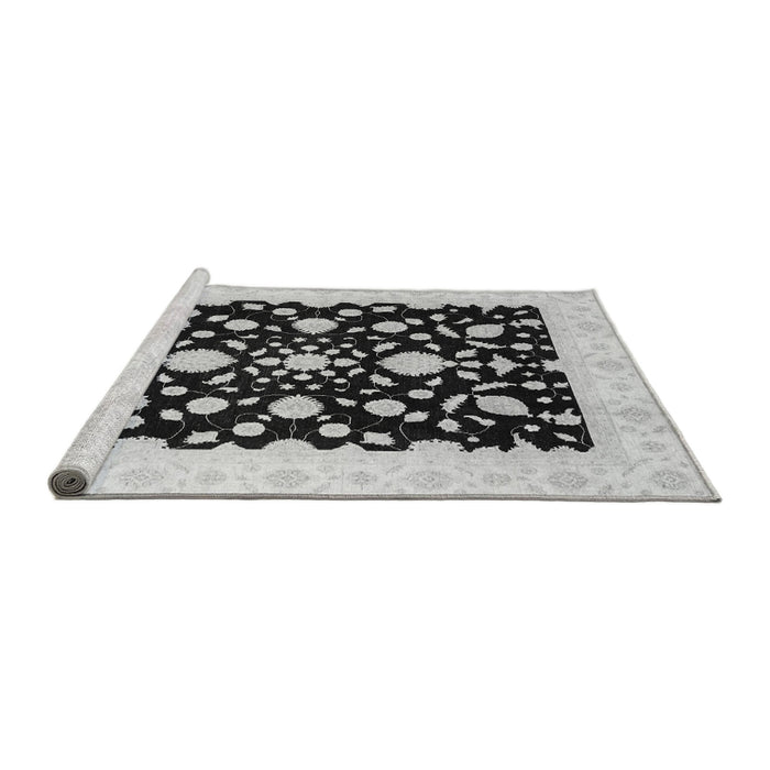 Sideview of Machine Washable Oriental Gray Traditional Rug, wshabs3832gry