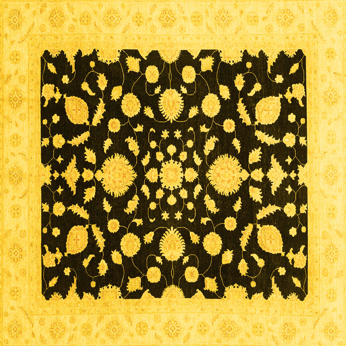 Square Machine Washable Oriental Yellow Traditional Rug, wshabs3832yw