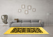 Machine Washable Oriental Yellow Traditional Rug in a Living Room, wshabs3832yw