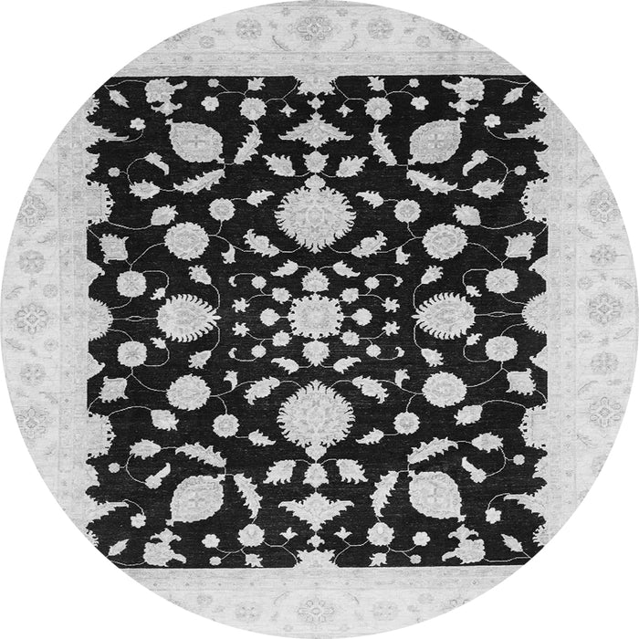 Round Oriental Gray Traditional Rug, abs3832gry