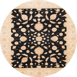 Round Machine Washable Abstract Dark Brown Rug, wshabs3832