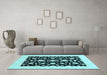 Machine Washable Oriental Light Blue Traditional Rug in a Living Room, wshabs3832lblu