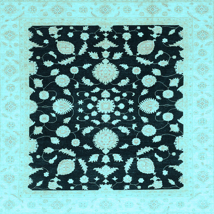 Square Machine Washable Oriental Light Blue Traditional Rug, wshabs3832lblu