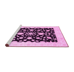 Sideview of Machine Washable Oriental Pink Traditional Rug, wshabs3832pnk