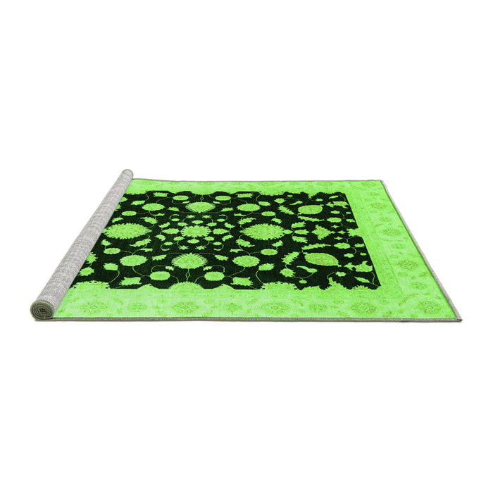 Sideview of Machine Washable Oriental Green Traditional Area Rugs, wshabs3832grn