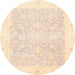 Round Machine Washable Abstract Pastel Orange Rug, wshabs3833