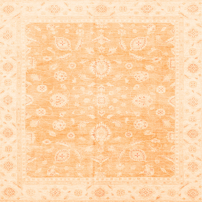 Square Machine Washable Oriental Orange Traditional Area Rugs, wshabs3833org