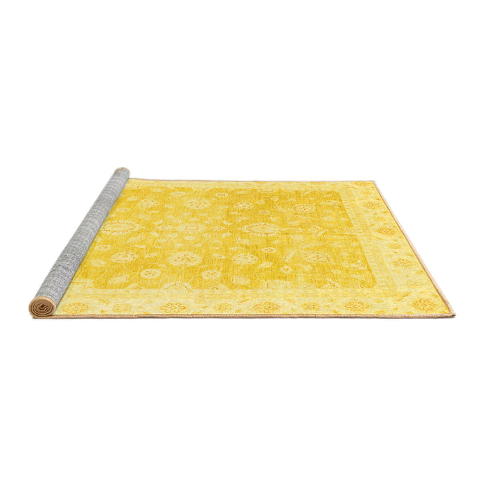Sideview of Machine Washable Oriental Yellow Traditional Rug, wshabs3833yw