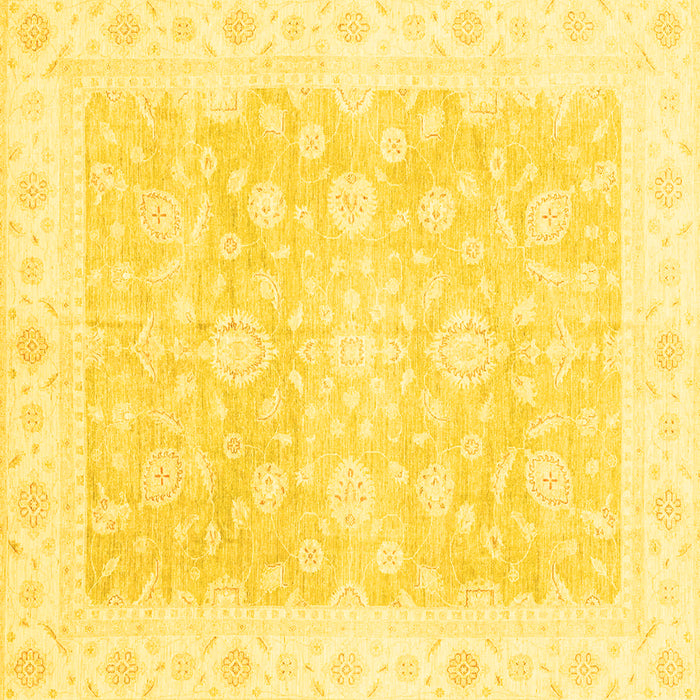 Square Machine Washable Oriental Yellow Traditional Rug, wshabs3833yw