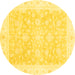 Round Oriental Yellow Traditional Rug, abs3833yw