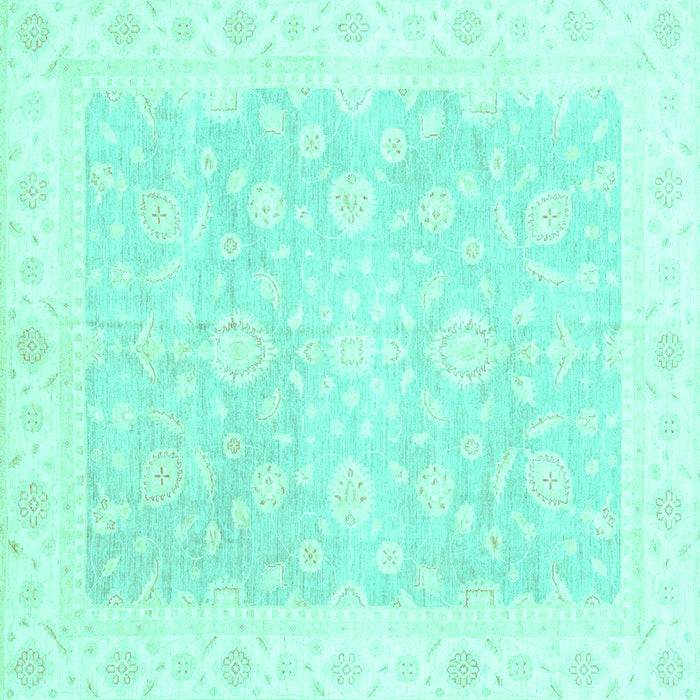 Square Machine Washable Oriental Turquoise Traditional Area Rugs, wshabs3833turq