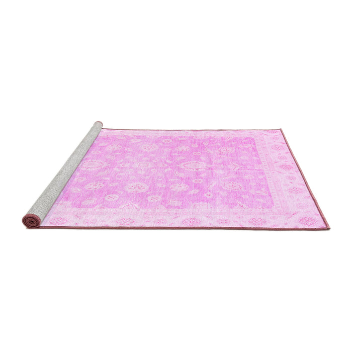 Sideview of Machine Washable Oriental Pink Traditional Rug, wshabs3833pnk