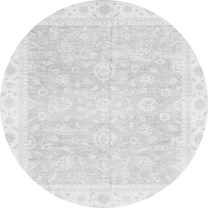 Round Machine Washable Oriental Gray Traditional Rug, wshabs3833gry