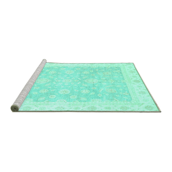 Sideview of Machine Washable Oriental Turquoise Traditional Area Rugs, wshabs3833turq