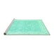 Sideview of Machine Washable Oriental Turquoise Traditional Area Rugs, wshabs3833turq