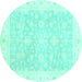 Round Oriental Turquoise Traditional Rug, abs3833turq