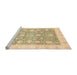Sideview of Machine Washable Abstract Brown Gold Rug, wshabs3834