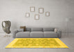 Machine Washable Oriental Yellow Traditional Rug in a Living Room, wshabs3834yw